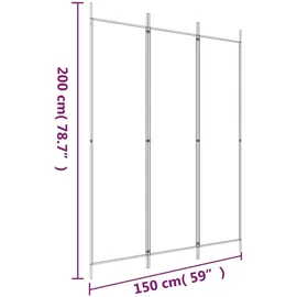 vidaXL 3-tlg. Paravent Schwarz 150x200 cm Stoff