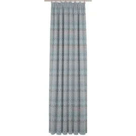 Wirth Vorhang Benewitz (1 St), Kräuselband, blickdicht, Jacquard blau 65 cm x 125 cm
