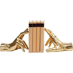 Buchstütze KARE DESIGN "Buchstütze Holding Fingers (2/Set)", gold (goldfarben), T:15,5cm, Polyresin, Buchstützen