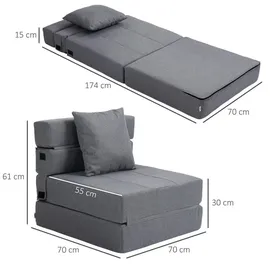 Homcom Schlafsessel Klappbar 2-in-1 mit Bettfunktion Kissen