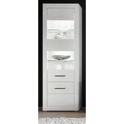 Furn.Design Vitrine in weiß Hochglanz Wohn- und Esszimmer Vitrinenschrank 65 x 198 cm Carrara