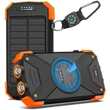 BLAVOR Solar Powerbank Solarladegerät 10000mAh, PD 20W Schnelles Laden tragbare USB C Power Bank mit Solarpanel, kabelloses Schnellladen, Camping Akku, Solar Ladegeräte für Handy mit Taschenlampe