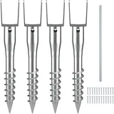 Vevor U-Pfostenträger 4er-Pack 100 x 70 x 700 mm DIY-Pfostenpfosten zum Einschrauben inkl. 6 Zugankern und einer Bewehrungsstange U-förmiger Pfostenhalter ideal für Briefkastenpfosten und Zaunpfosten