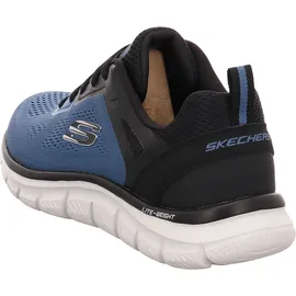 SKECHERS Track Broader Sneakers,Sports Shoes, Blaues Netzgewebe, PU-Rand, schwarzer Rand, 47.5 EU