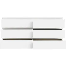 Forte Kommode FORTE "Edmore", weiß, B:153,9cm H:79,8cm T:42,2cm, Spanplatte, Sideboards, Kommode, große Kommode, grifflose Front, Stauraum, 6 Schubladen