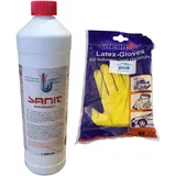 zbs24 Sanit RohrBombe der alternative Rohrreiniger - säurefrei löst er Verstopfungen, insbesondere verursacht durch Haare, inkl. Latex Haushaltshandschuhe (1 x 1000ml)