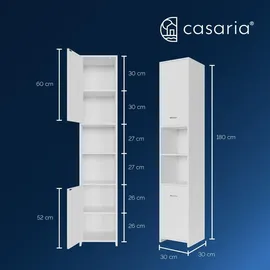 CASARIA Deuba Badezimmerschrank 185x30x30cm Weiß