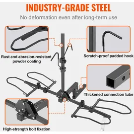 Vevor Fahrradträger zur Anhängerkupplung, 2-Fahrrad-Plattform-Stil, 73 kg Kapazität, Fahrradträger-Kupplung für 50,8 mm Empfänger, Zusammenklappbarer Fahrradträger für Auto, SUV, Lkw usw.