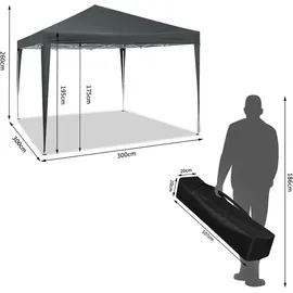 Woltu Faltpavillon 3 x 3 m inkl. 4 Seitenteile Anthrazit