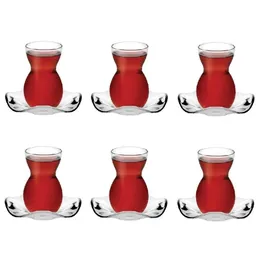 Pasabahce Teegläser Set Cay Bardagi 6x Teeglas + 6x UntertasseTeeglas transparent