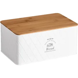 KESPER Schneidebrett aus Metall/Bambus, Farbe: weiß Maße: 28x18x13 cm, 18046 Brotkasten Metall, B/H/L: ca. 18x13x28 - weiß
