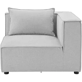 Juskys Modulares Sofa Domas 2 Sitzer mit Armlehnen + Kissen Stoff Hellgrau