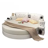 JVmoebel Rundbett Weißes Chesterfield Multifunktionsbett Designer Schlafzimmer Betten (2-tlg) weiß