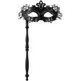 dressforfun Venezianische Stabmaske - schwarz - Schwarz