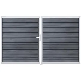 GROJA Doppeltor 300 x 18 cm Steingrau/Aluminium