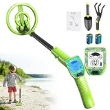 Metalldetektor für Kinder, 60-86cm Einstellbarer Kinder Metalldetektor, Tragbarer leichter Golddetektor mit lustigem LCD-Display für Outdoor-Erkundung