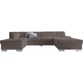 DOMO collection Wohnlandschaft Kunstleder U-Form 304cm Grau
