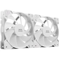 Mars Gaming MF-PWMX2 Weiß, 2 Lüfter 120mm, Flüsterleise FDB 12dB, Anti-Vibrations-System, PWM-System