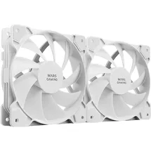 Mars Gaming MF-PWMX2 Weiß, 2 Lüfter 120mm, Flüsterleise FDB 12dB, Anti-Vibrations-System, PWM-System