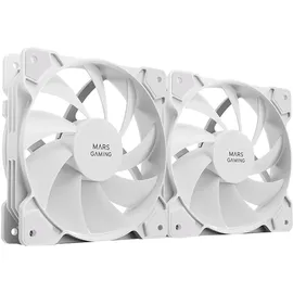 Mars Gaming MF-PWMX2 Weiß, 2 Lüfter 120mm, Flüsterleise FDB 12dB, Anti-Vibrations-System, PWM-System