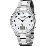 Regent Metall Herren Uhr FR-275 Analog-Digital Armbanduhr silber Funkuhr D2URBA444 - Silber