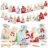 LuxusKollektion Adventskalender Stoff 24 Weihnachtskalender Kinder DIY 2024 Säckchen Groß Wiederverwendbar Tüten