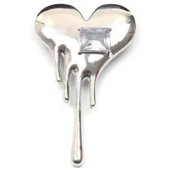 Brosche FIRETTI "Schmuck Geschenk Ansteckschmuck Herz mit großem Stein glitzernd", weiß (silberfarben,,, kristallweiß, kristallweiß), Broschen, Damen, Metall, mit Glasstein