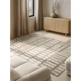 vikosa Linara, creme braun, B:160cm H:15mm L:230cm, Wolle, Teppiche, Handgemacht, Grafisch, Streifen, Natur, Wolle, Wohnzimmer,Schlafzimmer
