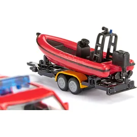 Siku 1608 - Land Rover Defender mit Boot, Feuerwehr mit Boot