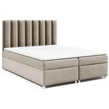 Best For Home Boxspringbett mit Bettkasten Trinity K-10 Bonellfederkern inkl. Topper, mit Lieferung, Aufbau & Entsorgung 140x200-Beige | beige Textil, Höhe ca. 18 cm, Rechteckig, 140x200 cm, Schlafzimmer, Betten, Boxspringbetten