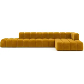 kaiser möbel Ecksofa mit Hocker GRAND L, stoff Salvador, Gelb, Rechts - Gelb