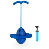Relaxdays Pogo Ball mit Griffen für Kinder, Blau,Schwarz
