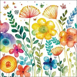 Ambiente 20 Servietten Papier 33x33cm 3-lag - hochwertige Einweg Papierservietten Frühlingsdeko Blumen Aquarell Schmetterlinge Tischdeko Gartenfest Geburtstag