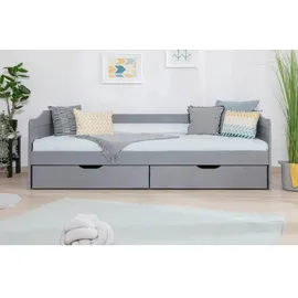 MID.YOU Stauraumbett Holz Nelly ca. 96x204 cm Hellgrau