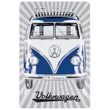 BRISA VW Collection - Volkswagen Retro-Blech-Schild-Vintage-Dekoration Geschenk-Idee aus Metall im T1 Bus Design (Front/Blau)