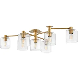 Licht-Erlebnisse Deckenlampe KAIRO Messing Antik, Transparent, Vintage Design, 7x E27 bis 60W LE121039
