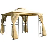 Outsunny Luxus Pavillon 3x3 M Gartenpavillon Mit Doppeldach Partyzelt Mit Seitenteilen Festzelt Gartenzelt Pagode Beige