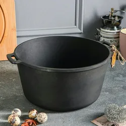 MAYSTERNYA Schmortopf aus Gusseisen – 6 Liter – Kochen im Freien – Grillpfanne aus Gusseisen – Schwarz