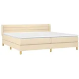 vidaXL Boxspringbett mit Matratze Creme 200x200 cm Stoff