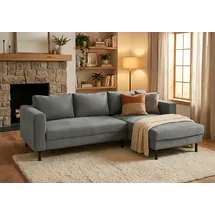 TRENDMANUFAKTUR Ecksofa Amazing II Cord 2-Sitzer Grau