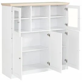 Home Affaire Highboard HOME AFFAIRE "Nanna", weiß (weiß, sonomaeiche), B:118cm H:125cm T:39cm, FSC-zertifizierter Holzwerkstoff, MDF, Sideboards, Highboard, Vitrine in Eichen-Optik, Breite 118 cm