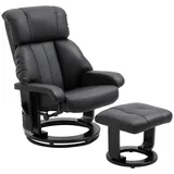 Homcom Relaxsessel Kunstleder 76 x 102 x 80 cm Schwarz mit Hocker