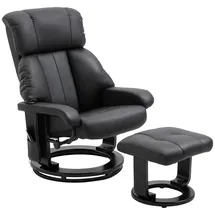 Homcom Relaxsessel Kunstleder 76 x 102 x 80 cm Schwarz mit Hocker