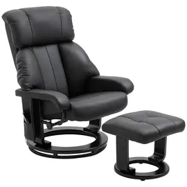 Homcom Relaxsessel Kunstleder 76 x 102 x 80 cm Schwarz mit Hocker