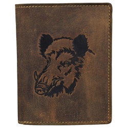 Greenburry Geldbörse Vintage Leder Geldbörse Portemonnaie Brieftasche 1701-Wild Boar braun