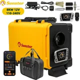 Diesel Luftstandheizung - 8 kW 12V/220V - LCD-Schalter - Interne Umluft - Für Auto, Wohnmobil, Camper, Zelt - Mit Aufbewahrungstasche - Rot