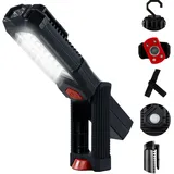 REV Ritter LED-Akku-Handlampe Torch mit Taschenlampe 400 lm 6.500 K Schwarz-Rot