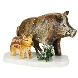 Hubrig-Volkskunst Winterkinder Wildschweine Höhe 3 cm