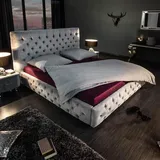 Riess-Ambiente Doppelbett PARIS 180x200cm grau Samt Chesterfield
