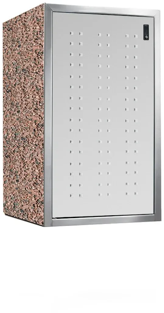 Paul Wolff Mülltonnenbox SILENT 121-Granit Mixed-Weißaluminium-Edelstahl-Türanschlag links